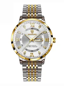 Binbond Waterproof Luminous Men's Watch, Automatic Self-Wind Quartz Wristwatch, Calendar Date Week Display, Trendy Fashion Timepiece