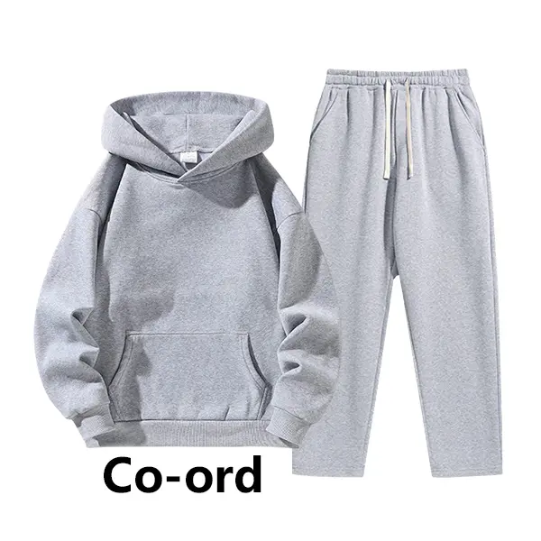 Men’s solid-color fleece two-piece sports set, casual hooded sweatshirt + drawstring long pants, genuine fabric, suitable for spring, autumn, and winter, ideal for everyday and outdoor wear; men’s apparel, a wardrobe essential piece.