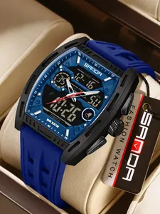 SANDA 6321 Outdoor Sports Watch Men's Electronic Quartz Dual Movement 5ATM Waterproof, Luminous, Seismic, and Drop resistant,Fashionable Waterproof Watch with Luminous & Alarm & Calendar Function, with Box, Digital Watch, Durable Watch