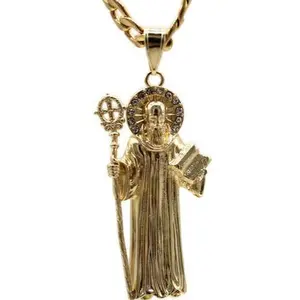 St Benedict Pendant with Necklace (24K Gold Filled)