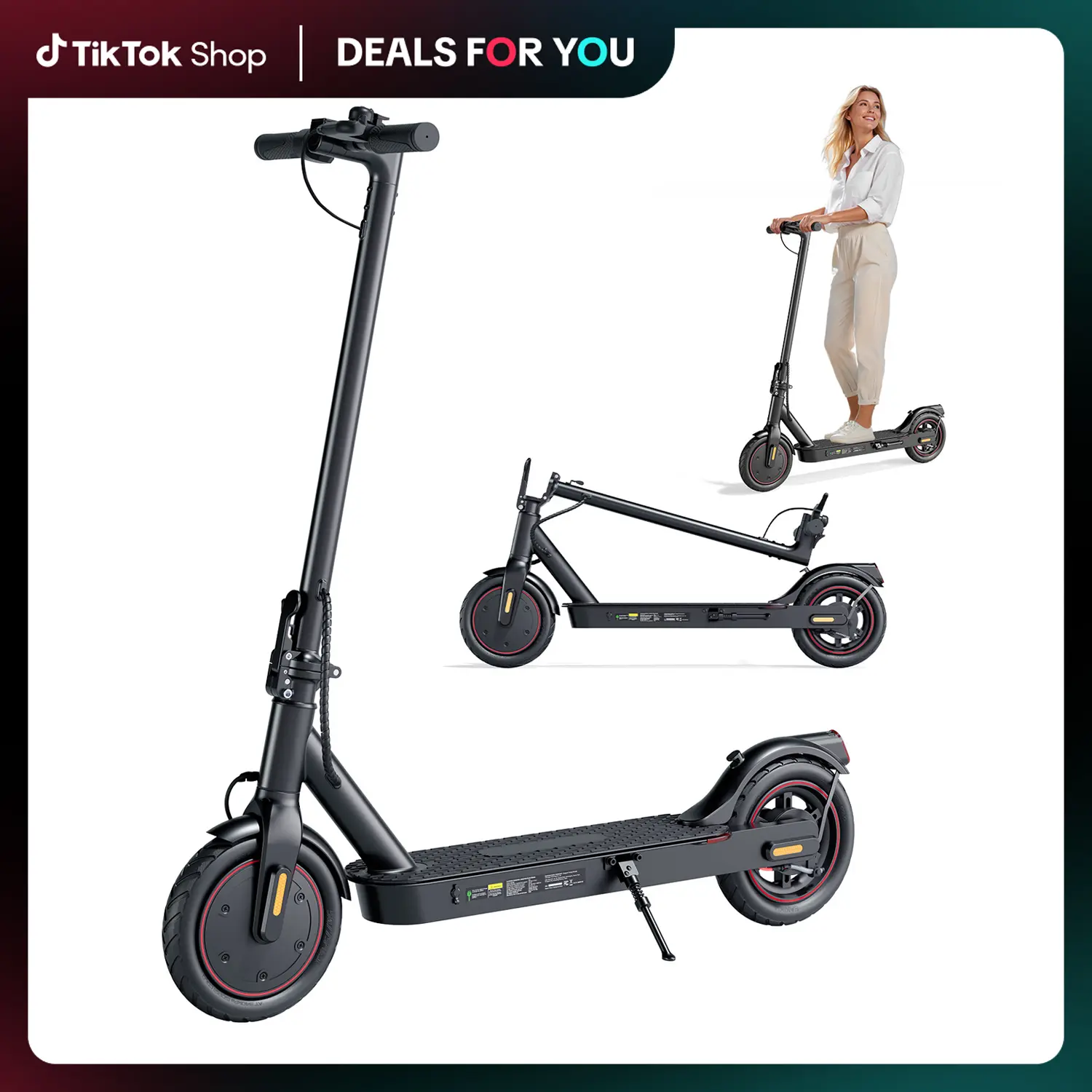 Adult Foldable 500W High Performance Lithium Battery Electric Scooter - 18 MPH, 21 mi Range, 8.5-Inch Pneumatic Tires, Dual Brakes, LED Headlights, Rear Warning Lights, 350W, 7800mAh, Water Resistance, Portable W3 Commuter Scooter, 220lb Capacity, Motoriz