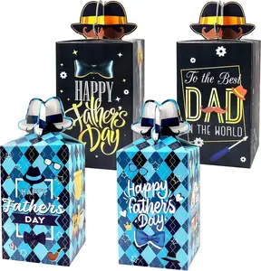Father’s Day Party Favor Gift Boxes, Happy Father’s Day Candy Treat Bags, Birthday Party Goody Bags Supplies, Empty Gift Boxes for Dad Celebration Decorations & Party Favors