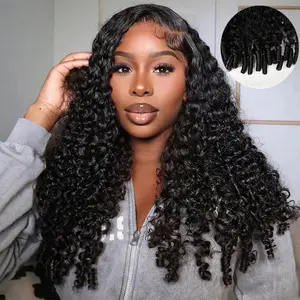 Midulla Burmese Curly Lace Front Wigs Human Hair Ready to Wear 13x6 Pre Cut Lace Drawstring Wig with Finger Colil Ends Beginner Friendly