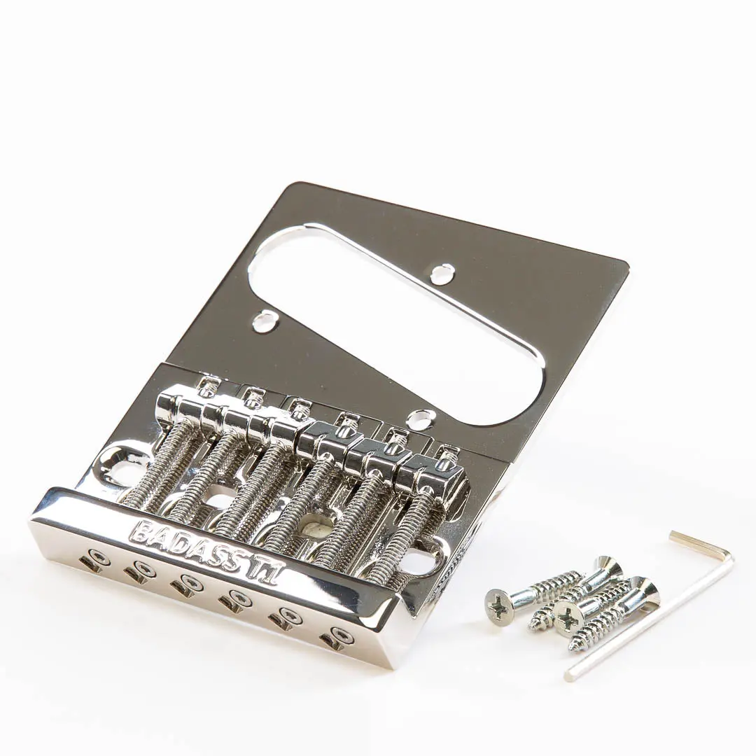 T1 Direct-Replacement Bridge for Telecaster Guitars, Fender-Compatible Zinc Alloy Bridge with Saddle, Mounting Screws, Shims, Hex Wrench - Easy Installation, Enhanced Sustain, Bigger Bolder Attack & Badass Tone, Bigger, Bolder, Badass Tone
