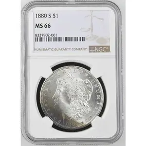 1880 S MORGAN SILVER DOLLAR TONED $1 NGC MS 66 Certified Coin