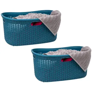 Mind Reader 40L Set of 2 Wicker Laundry Baskets