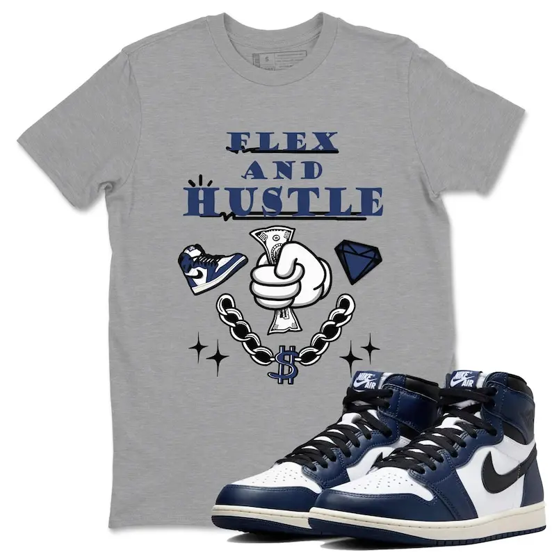 Flex And Hustle Unisex Crew Neck Sneaker Matching Tee Shirt To Match JD Midnight Navy, Shirts To Match JD, Sneaker T-Shirt, Sneaker Match, Sneaker Matching, Streetwear, Street brand, Sneaker Tees, Shoe Match, Shoe T-Shirt, Matching Comfort