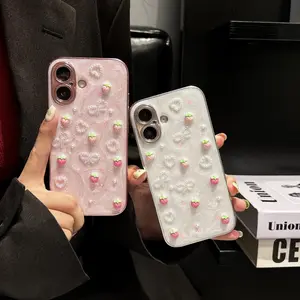 Cute Strawberry Pattern Phone Case, Decorative Phone Protector Cover, Shockproof Phone Cover, Phone Accessories Compatible with iPhone 11 12 13 14 15 Pro Max, Casing, Unique Strawberry Theme, Durable Protection, Lightweight Construction
