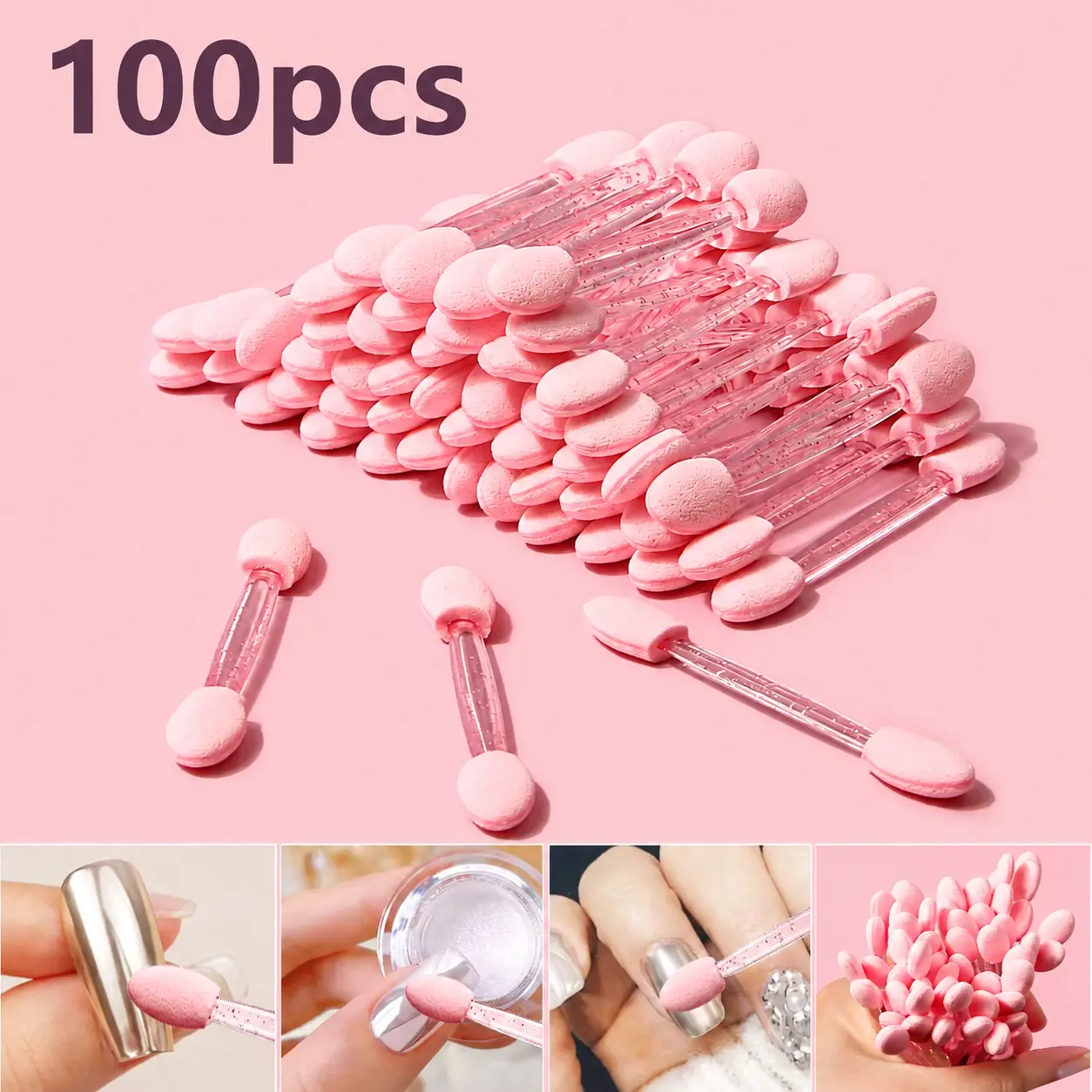 50/100pcs Cosmetic Sponge Stick Set – Precision Eye Makeup Tools for Blending, Highlight, Festival Makeup & Beauty Salon Use