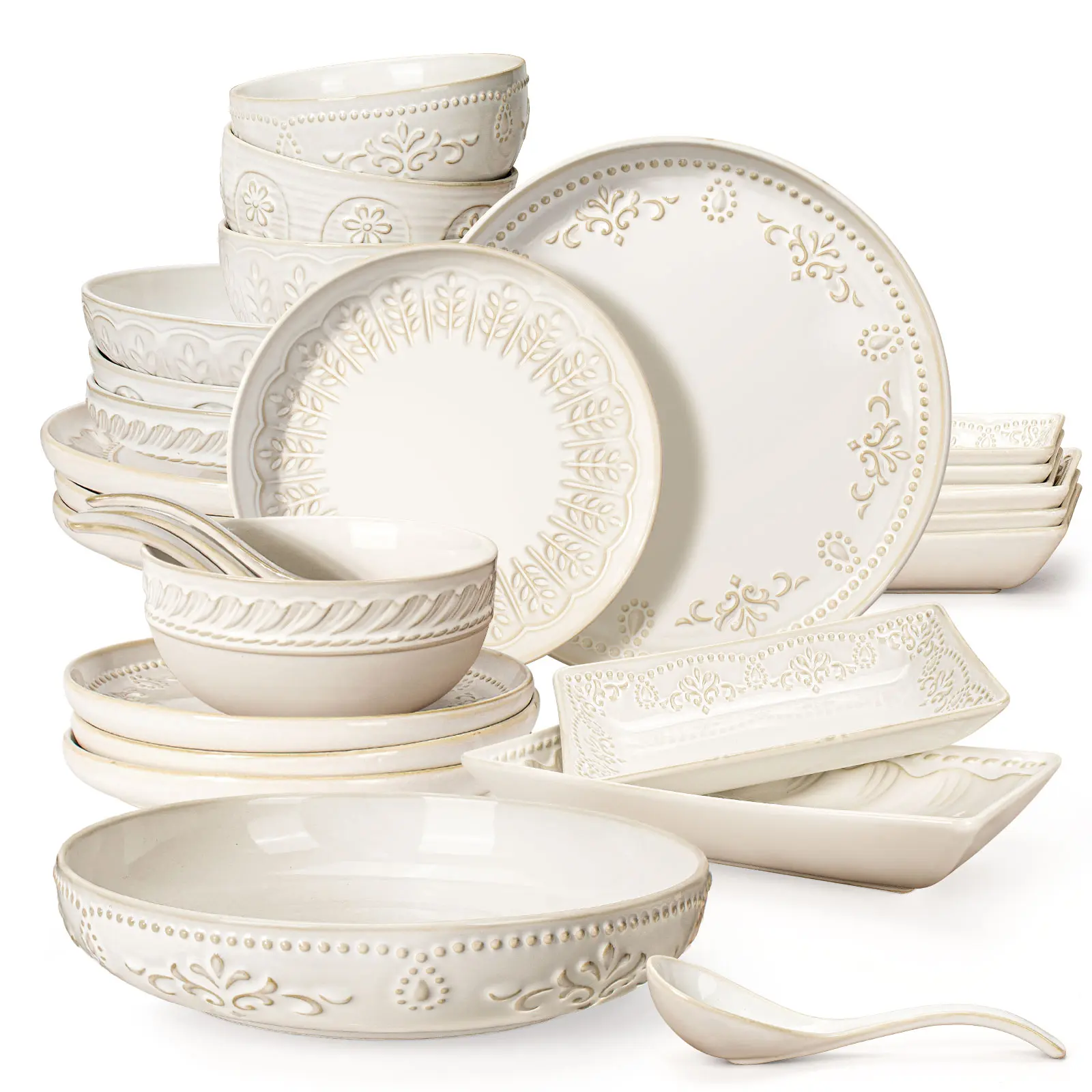 Artisan Textured Ceramic Pasta Bowls Set of 4 - 9.75" Large 50oz Salad & Serving Plates - Microwave Safe Dinnerware with Unique Embossment Designs Multiple Patterns - Saladbowl Tableware Artisan Textured Ceramic Pasta Bowls Set of 4 - 9.75" Large 50oz Salad & Serving Plates - Microwave Safe Dinnerware with Unique Embossment Designs Multiple Patterns - Saladbowl Tableware