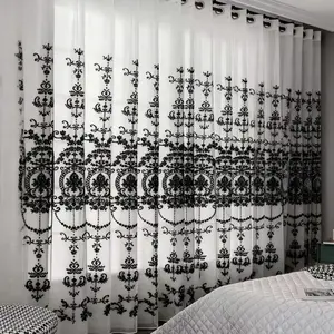 Vintage Floral Pattern Sheer Curtain, Lightweight Embroidered Decor, Minimalist Style Drapes for Living Room Bedroom, Net Curtains Window, Home Decoration Curtain, 1 Piece