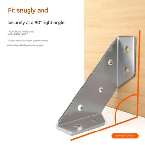 Multi-Functional Corner Brackets, 90-Degree Stainless Steel Reinforced Angle Connectors, Furniture Support for Shelves, Cabinets, Tables