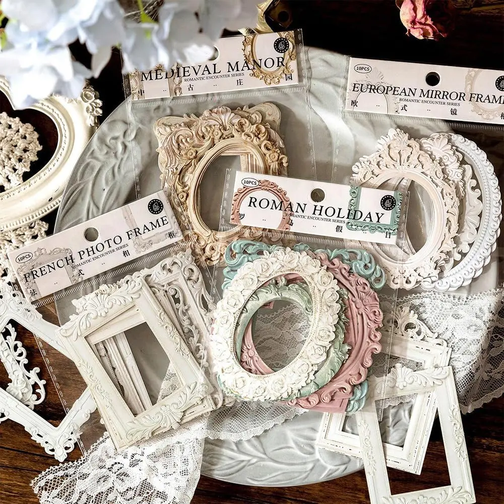 Vintage Embossed Craft Paper - 40 Sheets 3D Lace Border Cardstock with Hollow-Out Frames, Ideal for Journaling, Wedding Invitations, Stamp & Mixed Media Art, 3D Embossed, Paper Set, Embossed Textures