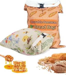 2PCS Reusable Beeswax Bread Bags Keeps Sourdough Fresh Longer  Eco-Friendly Linen Bread Storage Bags Moisture Lock & Freezer Safe for Homemade Bread XL 13x17in