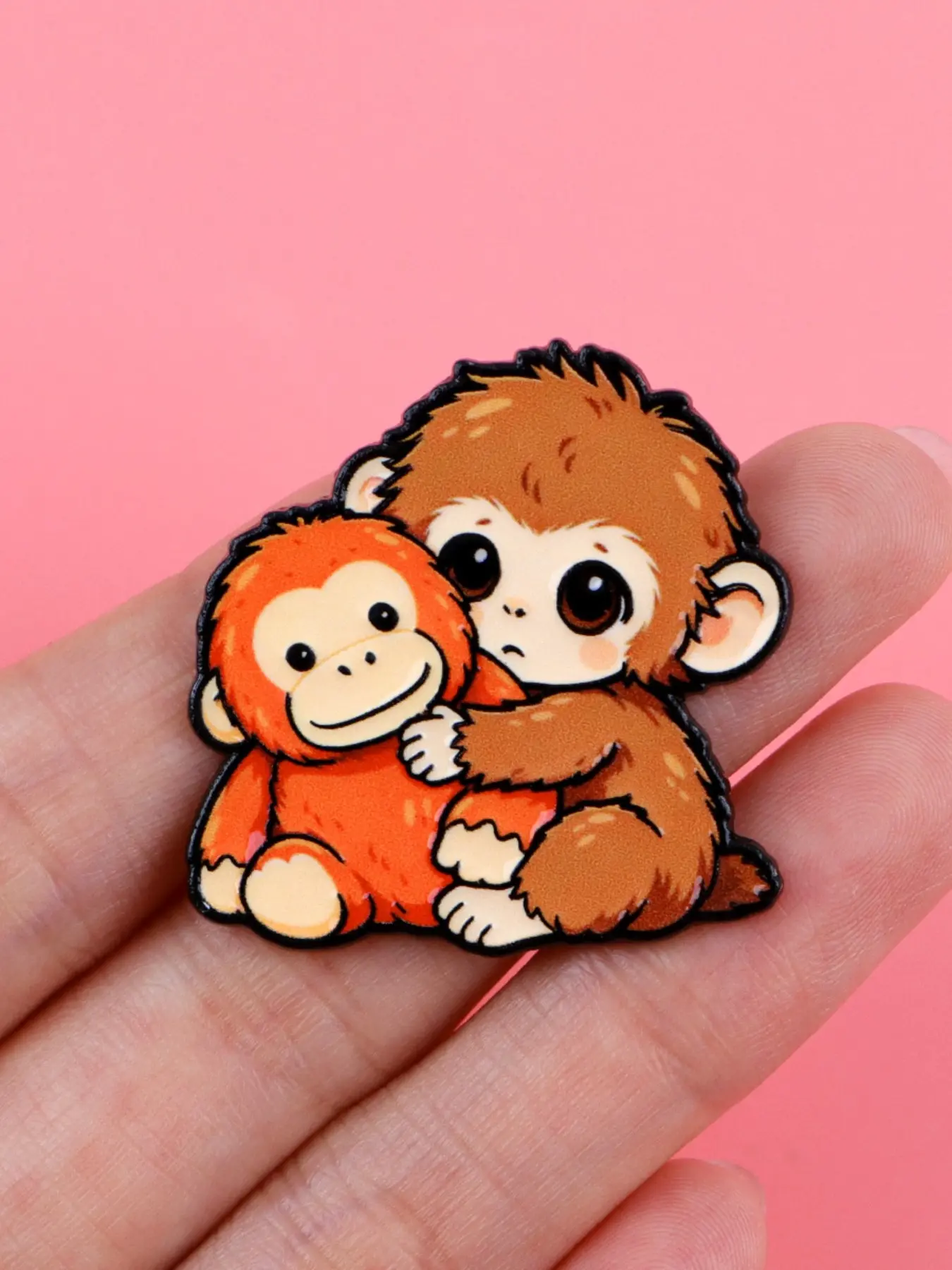 Mischievous Monkey Enamel Pin, Zinc Alloy Unique Design Badge, Backpack Accessory, Fashion Jewelry Gift, Cute Animal Pattern, Alloy Brooch Pin