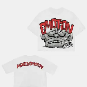 Mixed Emotion 2 Sides Tshirt, White Monster Oversized Tshirt Casual Cotton, Men Streetwear Tees, Full Colors, Full Sizes, For Men, For Women