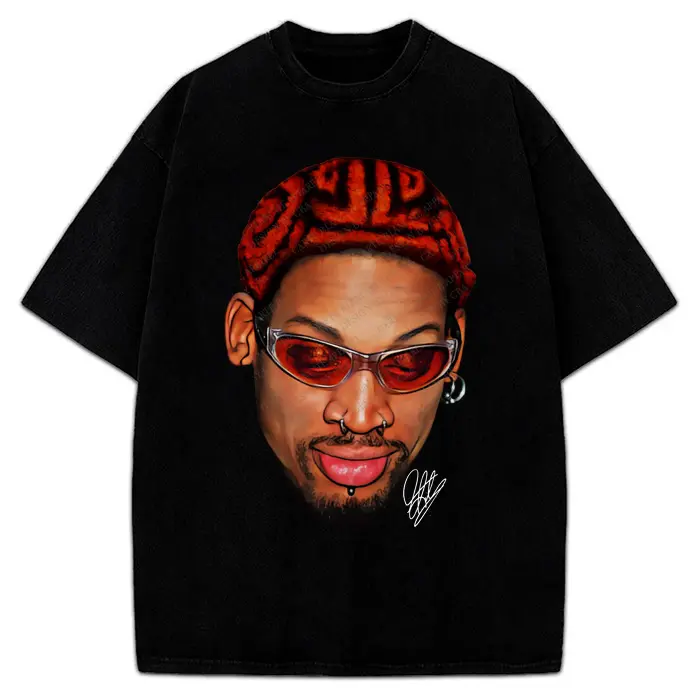 Women's Short-Sleeve Loose Casual Graphic T-Shirt, Dennis Zig Zag Red Hair 90's Hollywood Vintage Design, Basketball Streetwear