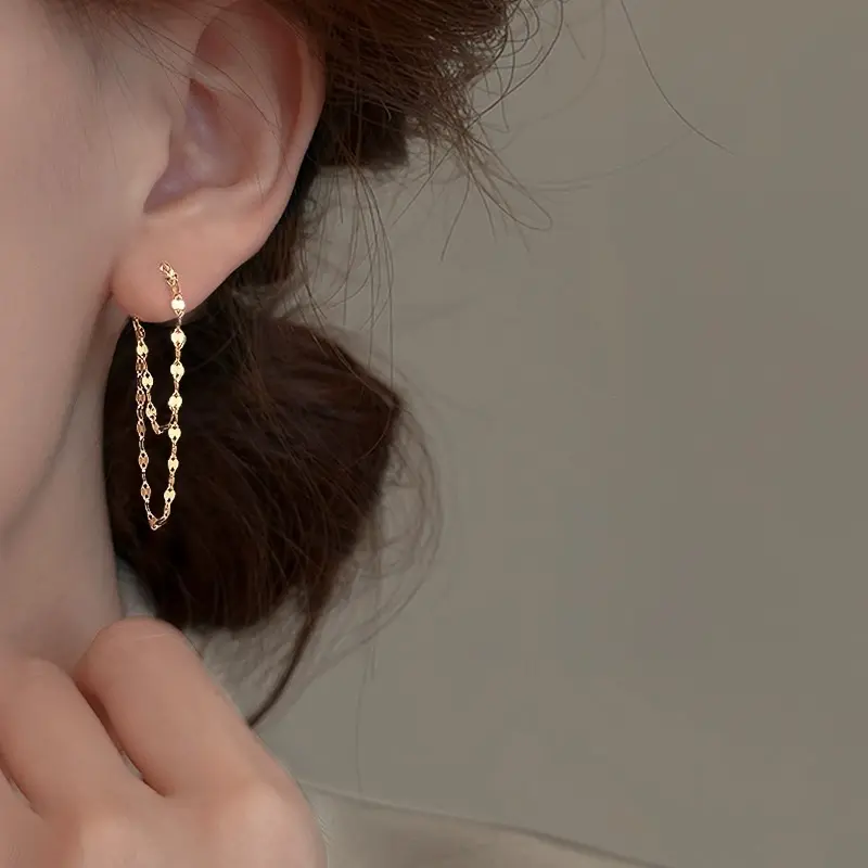 s925 sterling silver Chain Tassel Earrings，Minimalist Simple Unique Earrings for galentine‘s party valentine’s day gift，fashion zirconia earrings，anniversary holiday jewelry，gift for women