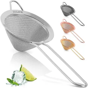 Zulay Cocktail Strainer - Stainless Steel Fine Mesh Filter, Rust-Resistant with 5.1" Handle & Rest Loop - Perfect for Cocktails, Coffee, and Tea