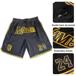 Mamba #8&24 Black Mesh Drawstring Basketball Shorts, Casual Fashion Short with Pockets for Men&Women, Lightweight Gym Wear & Steetwear, Suitable For Basketball Hoop Fans