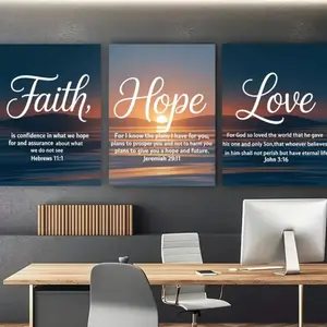 3pcs Inspirational Quote Posters with Wooden Frame, Motivational Wall Art for Living Room & Bar Decor, Hope Words Room Decoration
