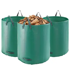 【fathersdaygift】VEVOR 3-Pack 72 Gallon Reusable Yard Waste Bag,  Large Lawn Garden Bags, Heavy Duty Collapsible Garden Leaf Trash Container, Stand-Up Grass Clipping Bin, with Reinforcement Ring and Handles, 26.4x30 in