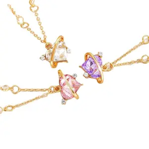Pack of 3 Simple Necklace Fashionable Heart Pendant Neck Jewelry