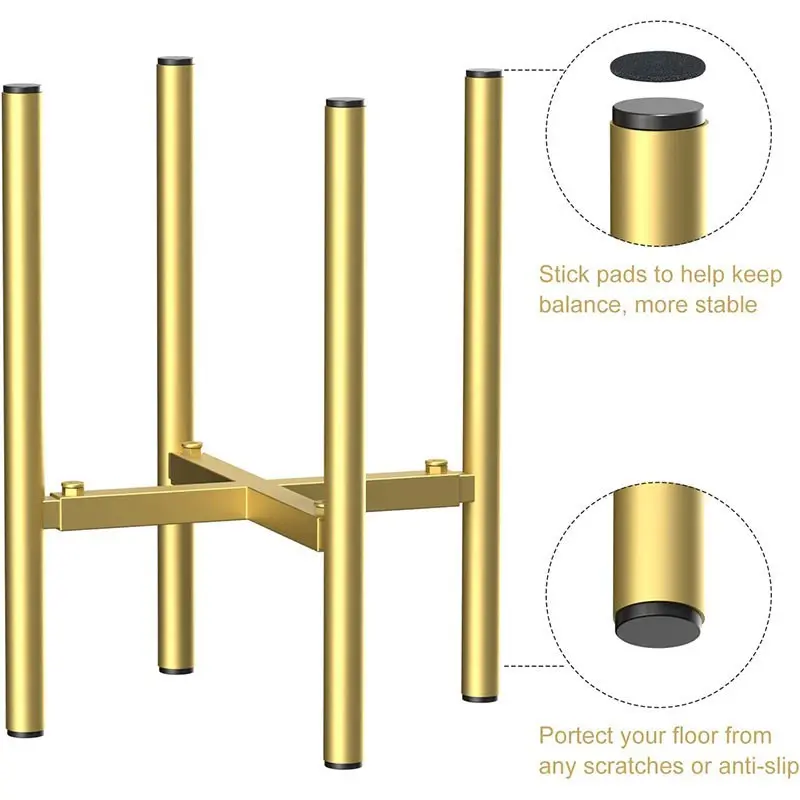 1 adjustable indoor plant stand, Potted plant stand, metal plant stand, single floor flowerpot stand, Planting stand, medieval indoor/outdoor plant - gold (excluding flowerpot)