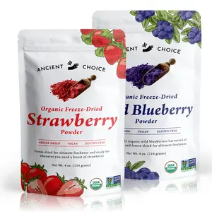 Ancient Choice - Berry Blast Duo - 2-Pack Bundle | Wild Blueberry Powder, 4oz. and Strawberry Powder, 4oz. | USDA Organic, Freeze-Dried, Gluten-Free, Vegan, Non-GMO | No preservatives, No added sugar | Natural Food Coloring