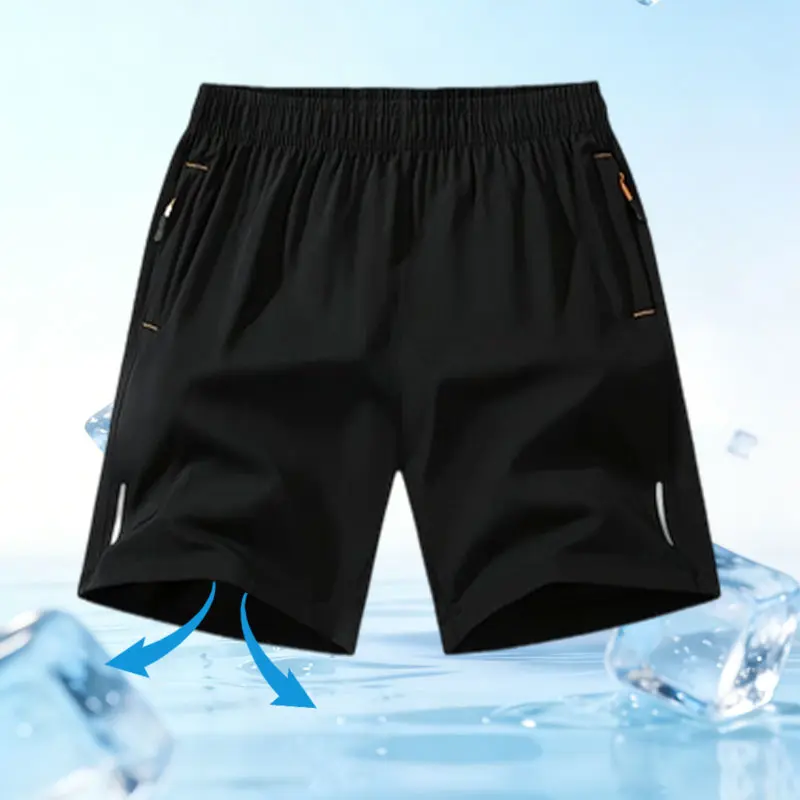 Men's 5-in Ice-Silk Activewear Shorts - Above-the-Knee, Adjustable Waist with Elastic Drawstring, Flexible High-Stretch Fabric, Cooling, Quick-Dry, Beach-to-Run Ready for Running, Beach Use