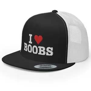 RIVEMUG I Love Bo*bs Trucker Hat Flat Bill High Crown Adjustable Adult Funny Cap