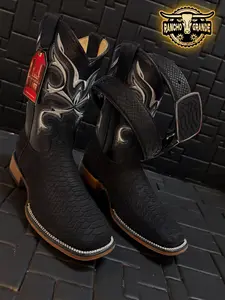 Botas para Caballero Piel Genuina con Nuevo Diseno / Men's Square Toe Boots Genuine Leather New Print Design