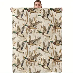 280GSM Luxurious Flying Mallard Ducks Flannel Throw Blanket - Cozy & Soft, Lightweight |     Ideal For Bed, Picnic, Couch |     Nature-Inspired Wildlife Design |     Machine Washable |     Perfect Gift For Nature Enthusiasts