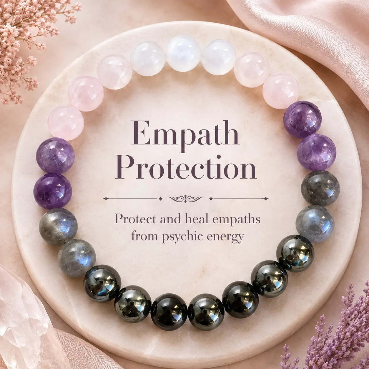 Empath Protection Crystal Bracelet, Multi Stone Beaded Stretch Bracelet for Psychic Energy Healing Emotional Balance Spiritual Jewelry