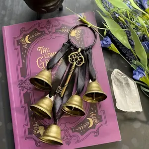 Iron witch wind chime, decorative doorknob and hand bell, home protection and room decoration, room window sill decoration pendant, non electric design, non battery hanging ornament, Hangable