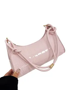 Ladies' Shoulder Bag, Crocodile Pattern Design, Solid Color, Casual Style, Perfect for Daily Use, Commuting & Gifts, Trendy Crossbody Bag, Crossbody Clutch Bag