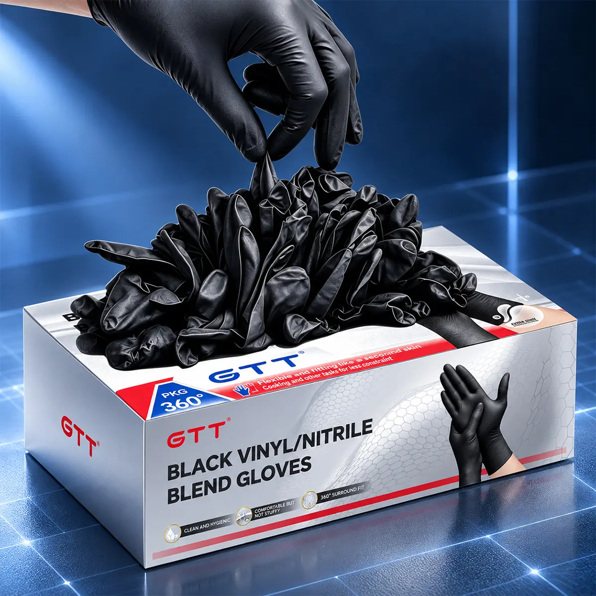 GTT Vinyl-Nitrile Composite Hand Gloves, 100ct Pack, Home Care Cleaning Supplies for Household Tasks