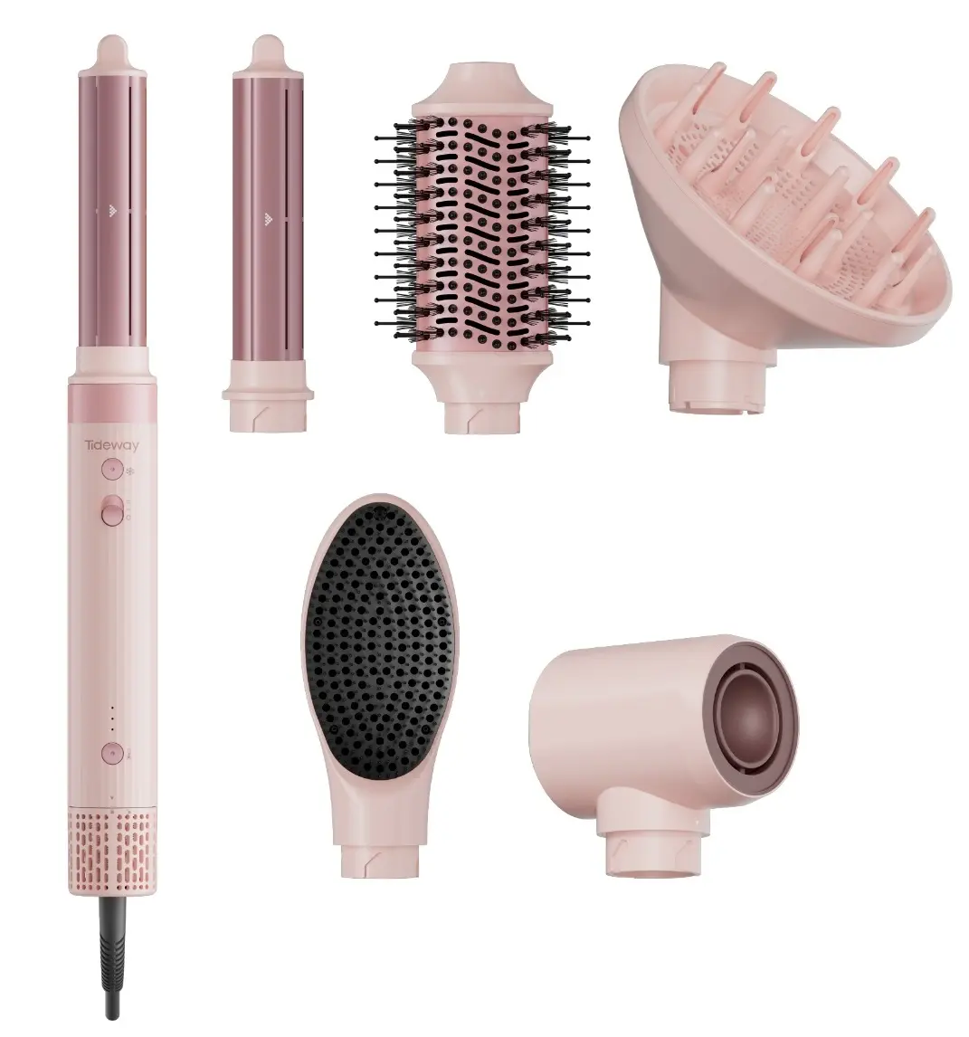 Tideway Prowaver 6 in 1 Hot Air Styler Wrap with Ionic Tech, High-Speed Hair Dryer Brush with Auto Wrap Curlers, Volumizing Hot Air Brush with Travel Bag, Dual Voltage (100-240V) Styling Blower for World Wide Use, Hair Styling Tools #SummerFinds