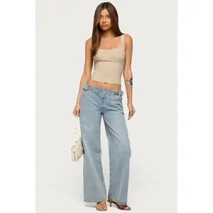 Buckled Low Rise Baggy Jeans