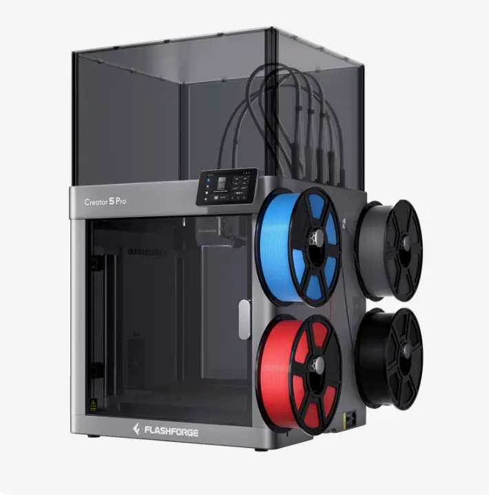 Flashforge Creator 5 Pro 3D Printer – Quad Independent Toolheads, Fully Enclosed Chamber, Multi-Color & Multi-Material Printing, 500% Faster Speed, Zero Purge Waste Flashforge Creator 5 Pro 3D Printer – Quad Independent Toolheads, Fully Enclosed Chamber, Multi-Color & Multi-Material Printing, 500% Faster Speed, Zero Purge Waste
