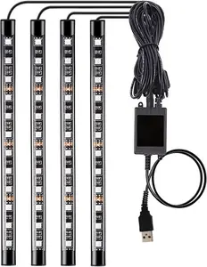 Led Interior Car Lights, Controller Led Lights for Cars, Multicolor Music Underglow Lighting Kits with Wireless Control and Sound Active Function, pcs  USB LED Interior Lights, DC V