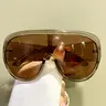 Unisex Vintage Trendy Oversized Glasses, Stylish Glasses, Retro Casual Tinted Lens Glasses for Everyday Use, Fashion Accessories for Outdoor Activities, Trendy Beach Eyewear