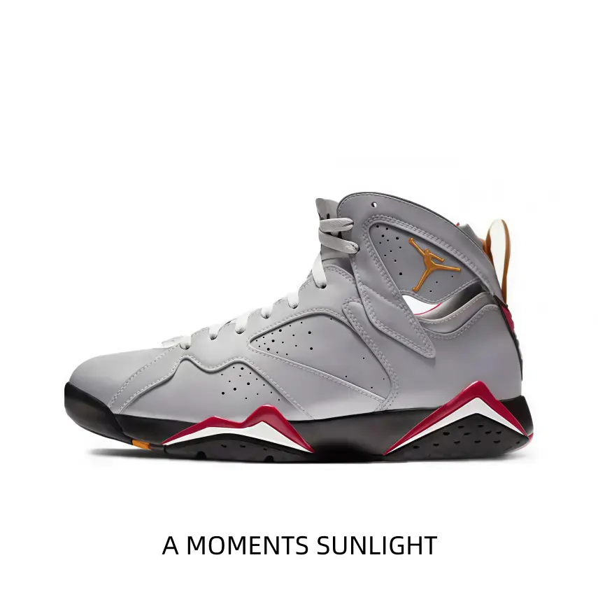 Classic Jordan 7 Reflections of a Champion Grey Silver Reflective Upper Durable Black Outsole Streetwear Shoes