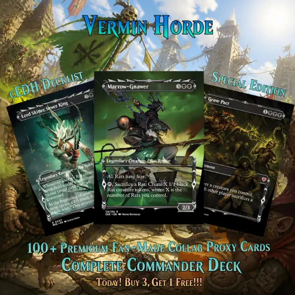 Rat King's Horde Custom MTG Proxy Deck - 100+ Cards Set Premium Fan-Made Collab Proxy Cards Complete Commander Deck Buy 3 Get 1 Free