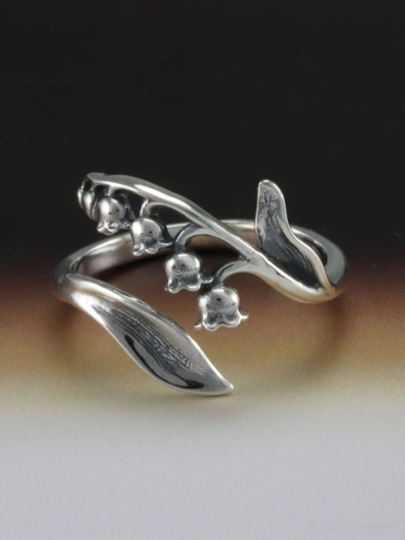 Vintage Bellflower Adjustable Ring, Nature Inspired Rings, Plant Series Floral Leaf Fashion Elegant Unique Finger Ring Hand Jewelry, Zinc Alloy Material