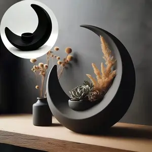 Crescent Moon Planter for Home & Balcony – Nordic Style Creative Flower Pot, Romantic Desktop or Succulent Decor, Ramadan & Eid al-Fitr Gift for Plant Lovers, Scandinavian Minimalist Vibe