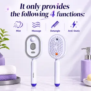 Electric Spray Air Cushion Massage Comb with Self-Cleaning, Anti-Tangle, Anti-Static, Volumizing Functions and Essential Oil Mist Aromatherapy Hair Care