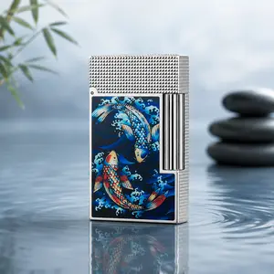 [Special Edition] Koi Fish Enamel Silver Diamond head DUPONT Lighter (NO FUEL), Profect gifts boyfriend