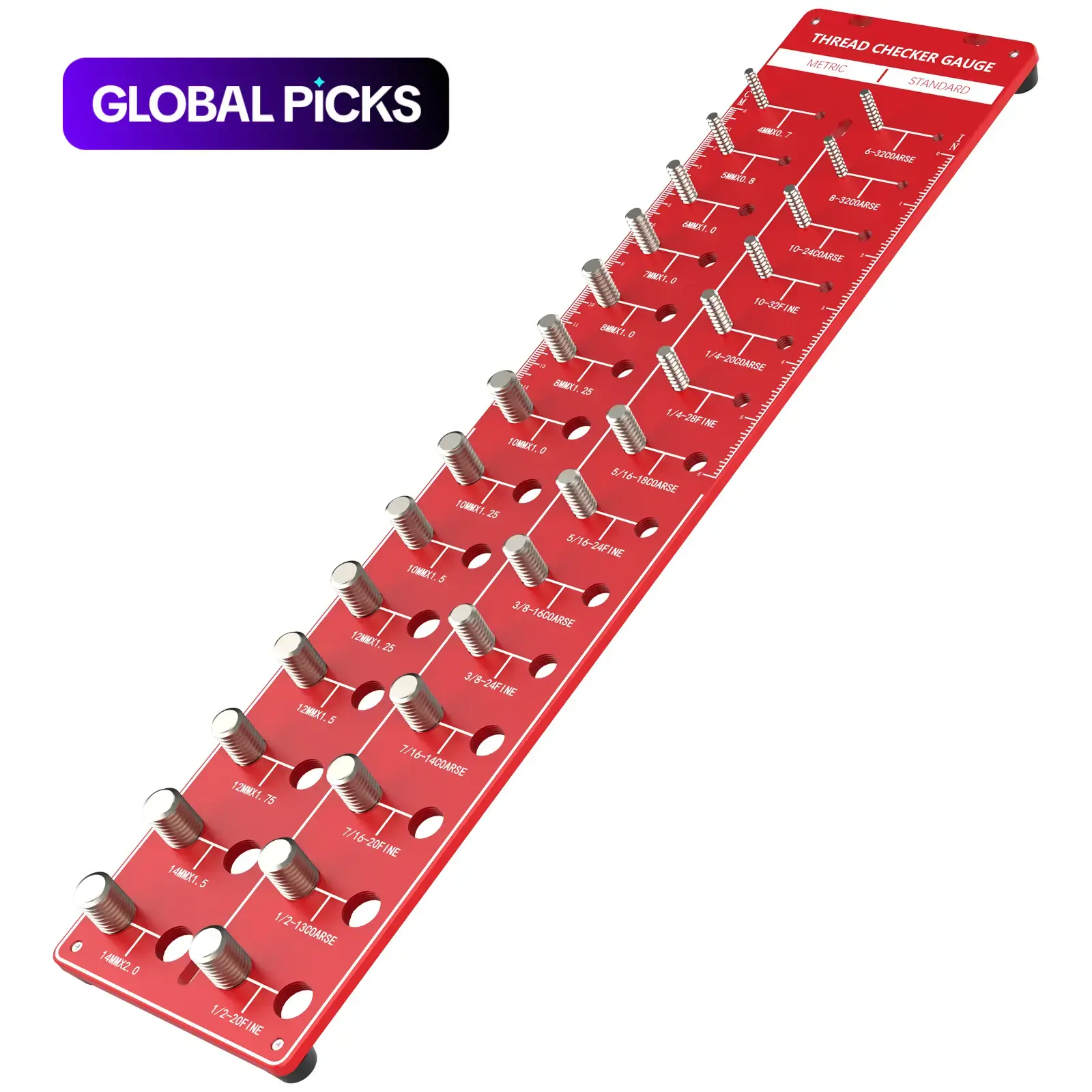 Nut and Bolt Thread Checker, Universal Bolt Size and Thread Gauge, Identification Tool for Hex Cap Screws and Hardware #GLOBAL PICKS