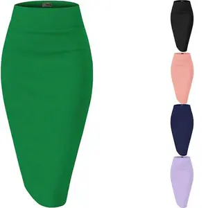 High-end women’s nylon “canopy” travel agent pencil skirt, high-waisted, made in the USA, knee-length